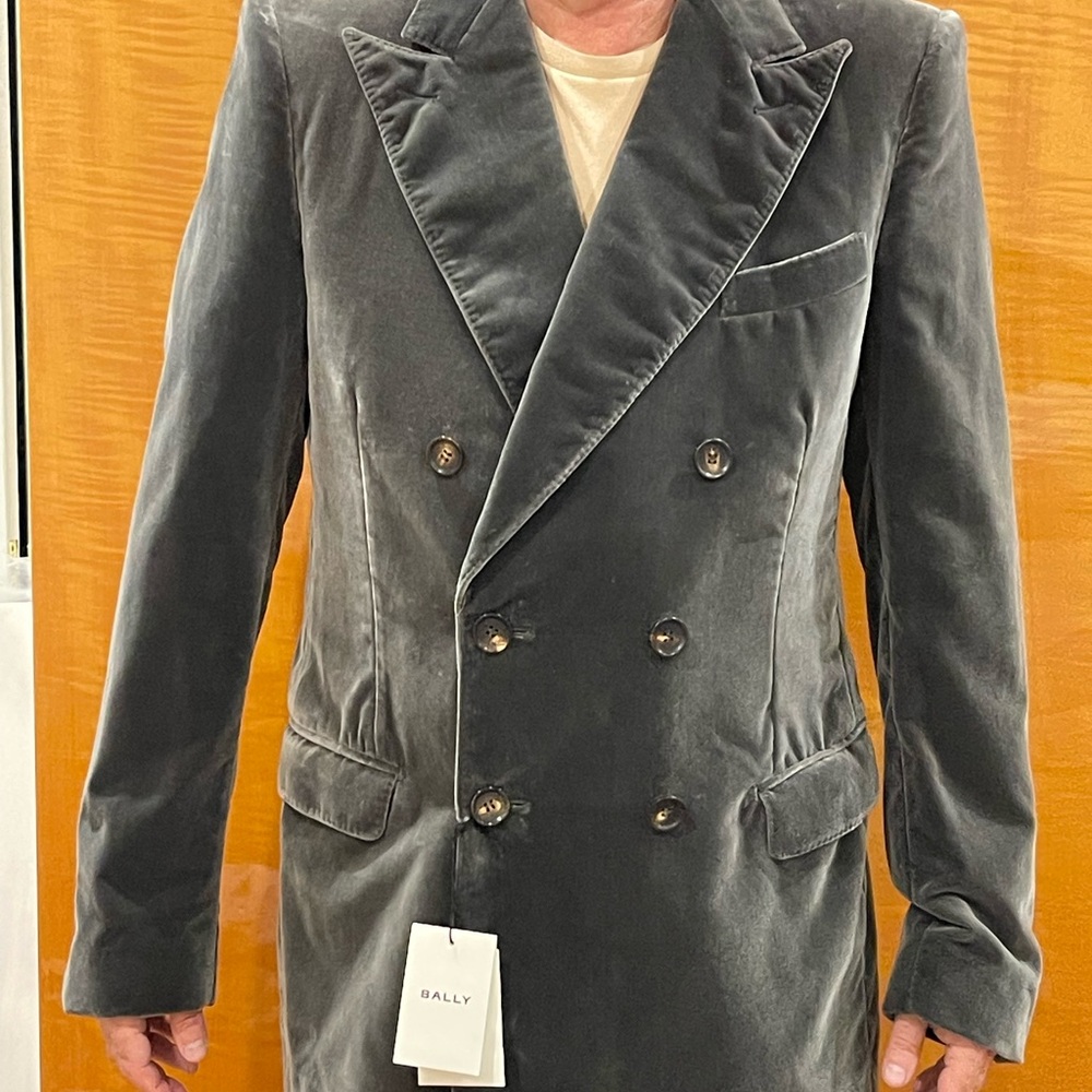 Bally Charcoal Double-Breasted Pea Coat